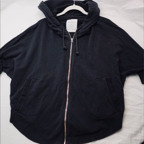 Alternative Apparel Tops - Alternative Apparel Short Sleeve Hoodie Zip Up Sweatshirt